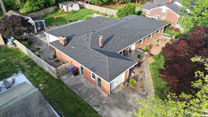 Drone photograph of a residential property in Hampton Roads, Virginia