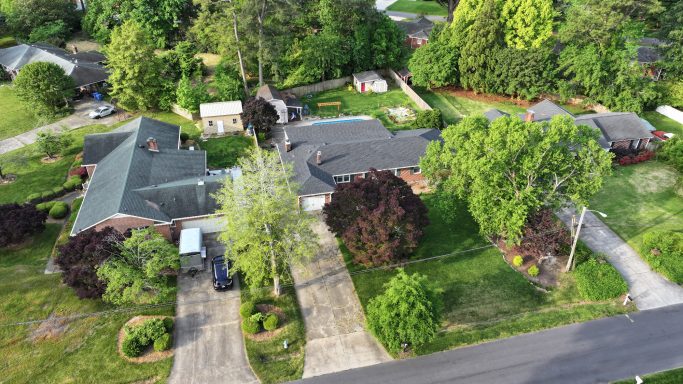 Drone photograph of a residential property in Hampton Roads, Virginia
