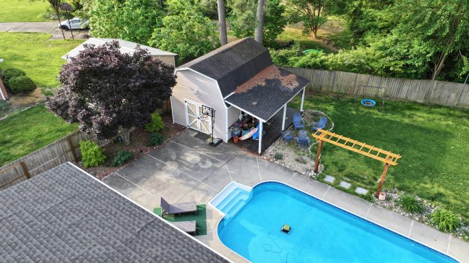 Drone photograph of a residential property in Hampton Roads, Virginia