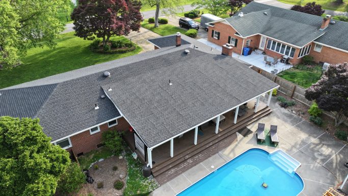 Drone photograph of a residential property in Hampton Roads, Virginia