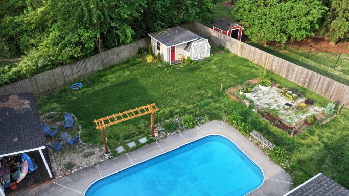 Drone photograph of a residential property in Hampton Roads, Virginia